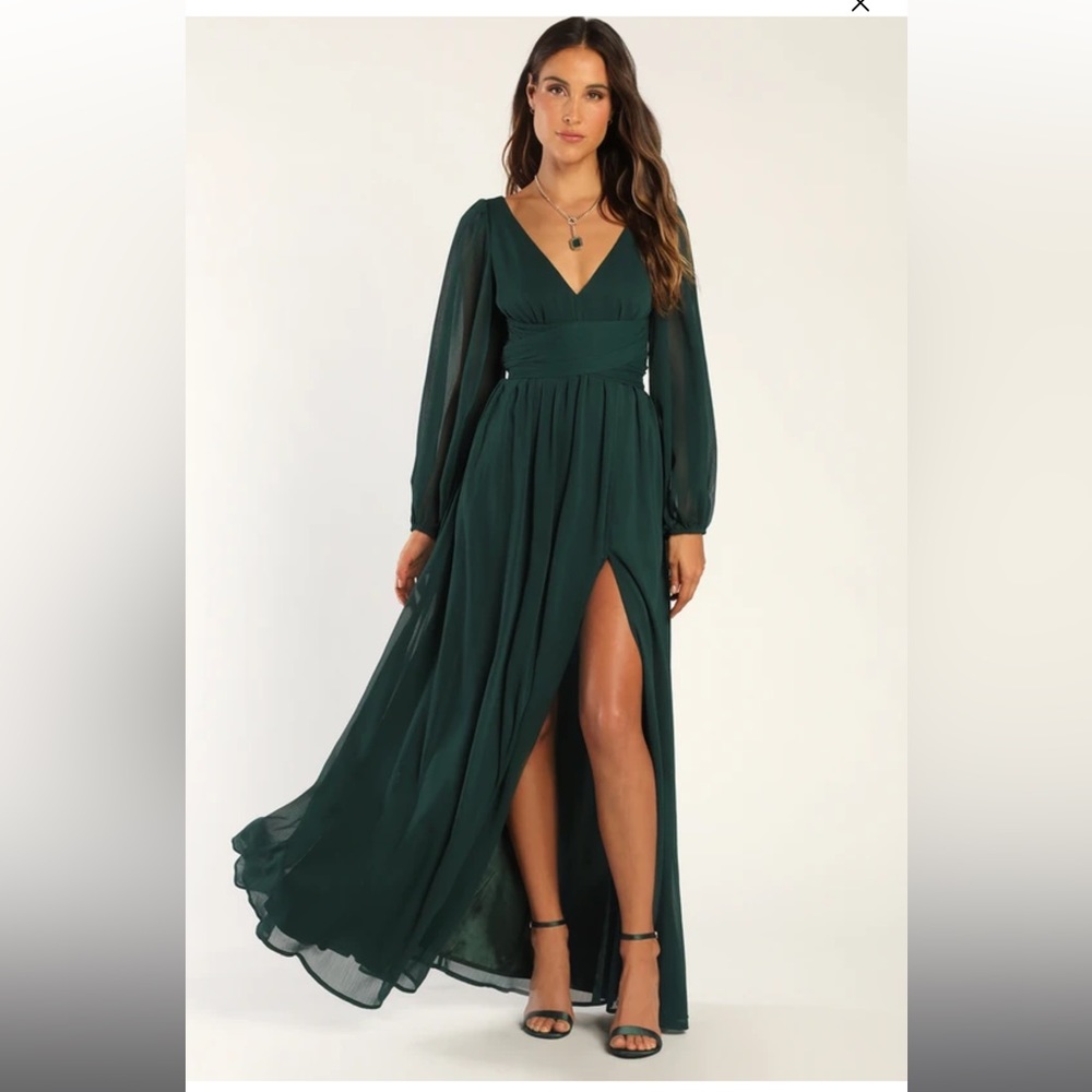 Lulus maxi emerald green dress
